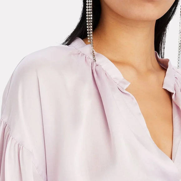 XíRENA Mason Light Pink Silk V-Neck Blouse 22174 - Picture 3 of 9